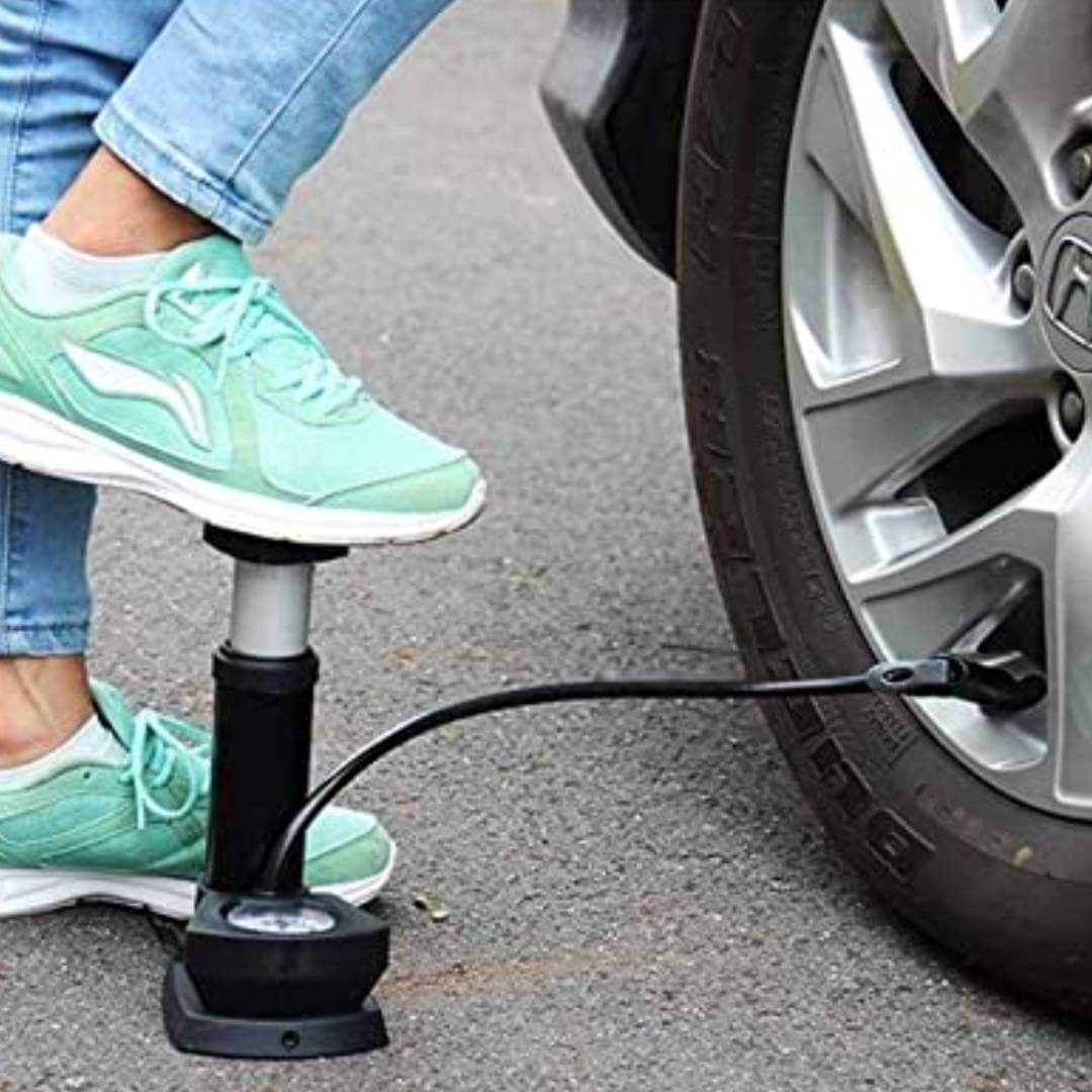 Portable Bike Pump Foot Activated Floor Pump Air Pump for car and Bike Bicycle (Aluminum + Multi)