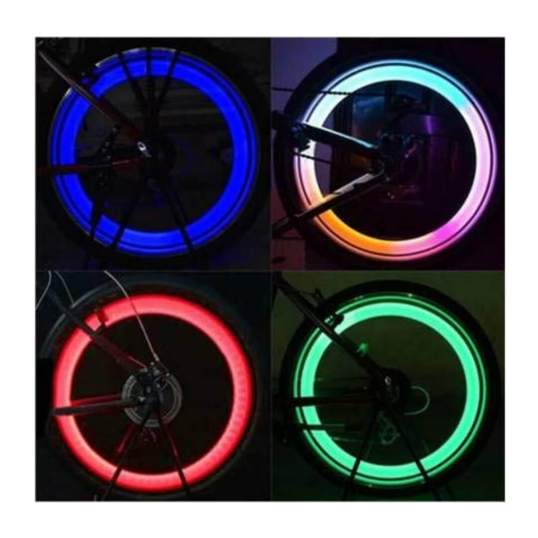 स्टील व्हील रिफ्लेक्टर LED Fireflys व्हील वाल्व कैप लाइट साइकिल, मोटरसाइकिल और कारों के लिए (नीला) - 2 का सेट
