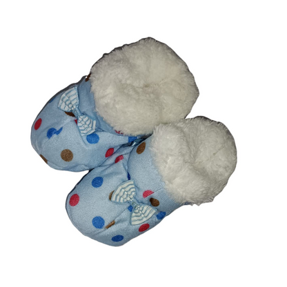 Winter Booties for New Born Baby Boy & Girl with Soft Fur Inside (Age 0-12 Months, Sky Blue)