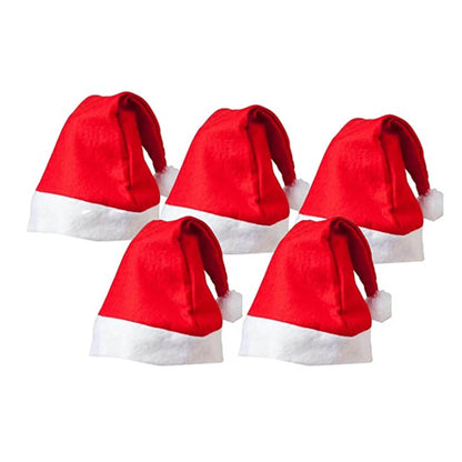 Santa Cap for Kids & Adult, Christmas Hat, Free Size Santa Cap, (White & Red) (  Piece-1)
