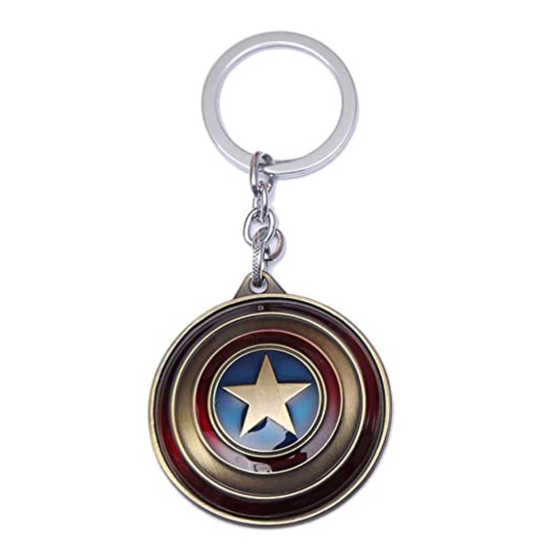 Marvels Avengers | Captain America Shield Infinity War Endgame Heavy Metal Keyring | Keychain Antique Golden