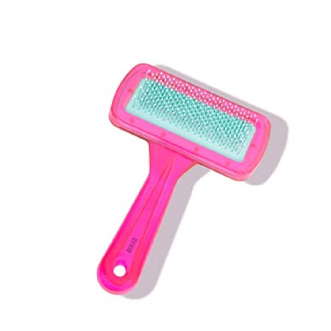 Grooming & Cleaning Slicker Brush, Shedding Brush Comb with Plastic Handle for Dogs, Cats, Rabbit (Pink, Grooming Kit)