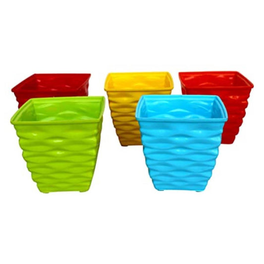 Plastic Diamond Pot Set (Multicolored, 5-Pieces)