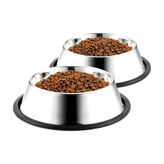 Stainless Steel Bowl for Pets (700ml Each) I Dog/cat Feeding Bowl I Non-Skid Food/Water Bowl for Dogs/Pets I Non-Toxic & 100% Safe for Pets, Set of 2