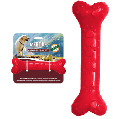 Non-Toxic Rubber Dog Chew Bone Toy, Puppy/Dog Teething Toy (Medium) - 5 inches, Red
