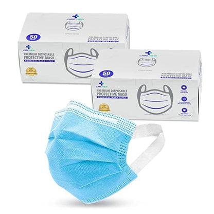 Disposable Blue Mask Surgical mask pack of 100 pieces Disposable Masks 3 ply layeonic Use and Throw Masks Pack of 100 Pcs Pin Certified by CE ISO GMP
