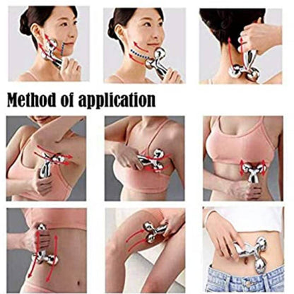 Roller Face Body Massager Skin Lifting Wrinkle Remover Facial Massage For Relaxation and Tightening (Silver)