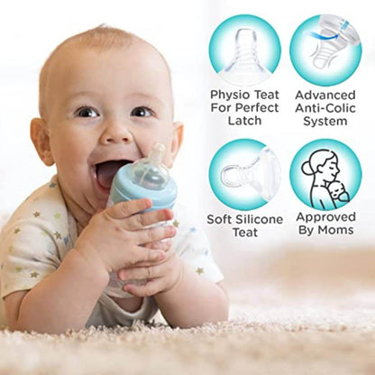 ईज़ी-फ्लो तकनीक वाली फीडिंग बोतल, एंटी-कोलिक वाल्व और बच्चों/शिशुओं के लिए सुव्यवस्थित डिज़ाइन (हरा, 125 मिली)