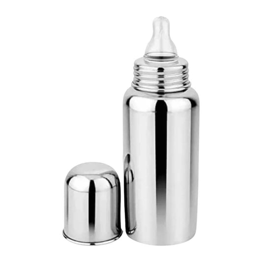 स्टेनलेस स्टील और निप्पल के साथ बेबी मिल्क फीडिंग बोतल बिल्कुल हल्के वजन का लीकेज प्रूफ आसान साफ डिजाइन - 240 एमएल