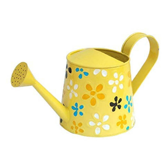 2.5 liters Metal planters Round Watering Can - Rust Free Home Decor Gifting, Gardening Tools (Yellow)