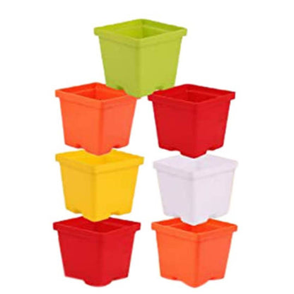 Plastic Gift Pot Set (Multi-coloured, 8-Pieces)