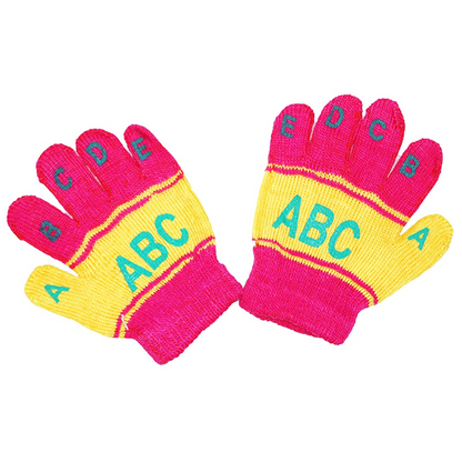Kids ABC Woolen Hand Gloves | Winter Woolen Gloves For Baby Girl and Boy (Multicolour) Pack of 1Pair