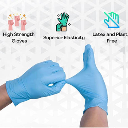 Surgical Latex Gloves For Personal and Medical Use, Disposable Powdered Hand Gloves - Pack of 100 Pcs. (Free Size, True Blue)