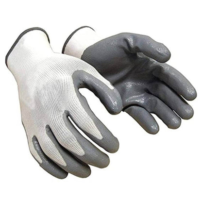 Nylon Safety Hand Gloves | Anti Cut | Cut Resistant | Industrial | Domestic Hand Gloves (White & Grey OR White & Blue) - Pair of 1
