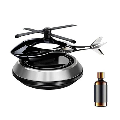 Helicopter Aircraft Shaped Solar Powered Rotating Fan Car Air Freshener Car Dashboard Accessory For Car Interior Decoration For All Cars (Silver)