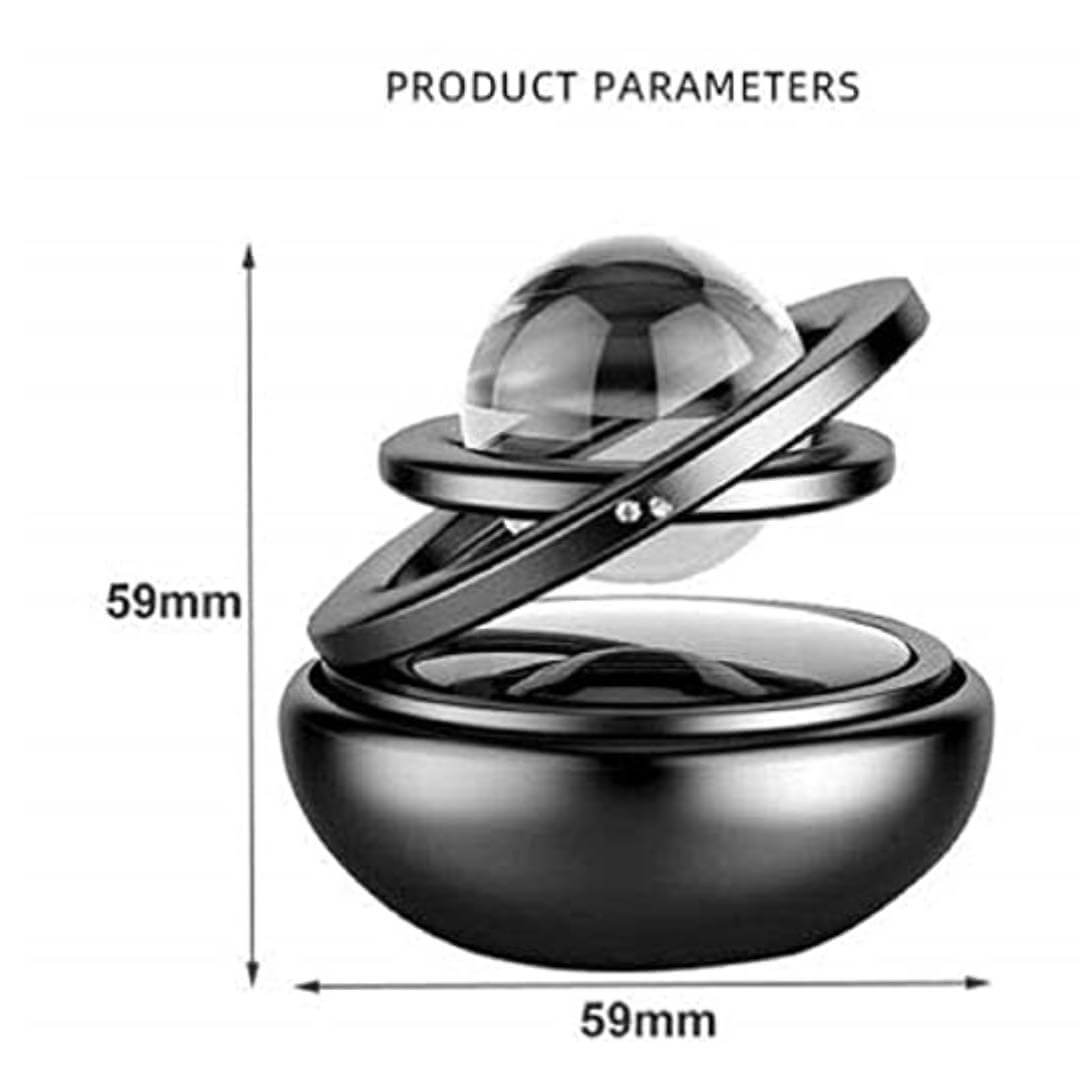 SolarBall for Car Dashboard Double Loop Ring Ball Solar Power Car Air Freshener with Rotating Glass Ball Dashboard Accessories for Car, Home & Office