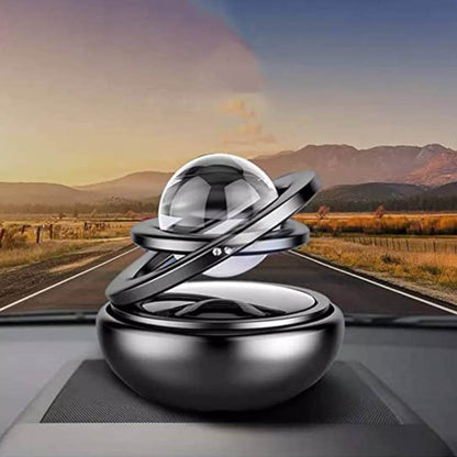 SolarBall for Car Dashboard Double Loop Ring Ball Solar Power Car Air Freshener with Rotating Glass Ball Dashboard Accessories for Car, Home & Office