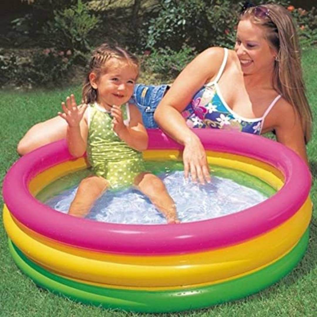 Inflatable Baby Tub Pool Perfect for Swimming Bath and Water Fun Kiddie Pool 2 Feet 3, 4 Years - (Multicolour)