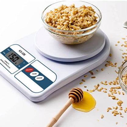 Kitchen Scale Multipurpose Portable Electronic Digital Weighing Scale | Weight Machine With Back light LCD Display | White (10 kg)