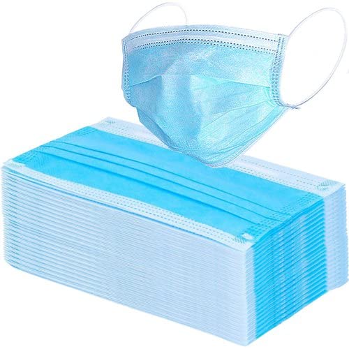 Disposable Surgical 3 ply Face Mask with Nose Pin and Soft Elastic and Without Valve & Hypoallergenic - Pack of 50, Face Mask (Blue)