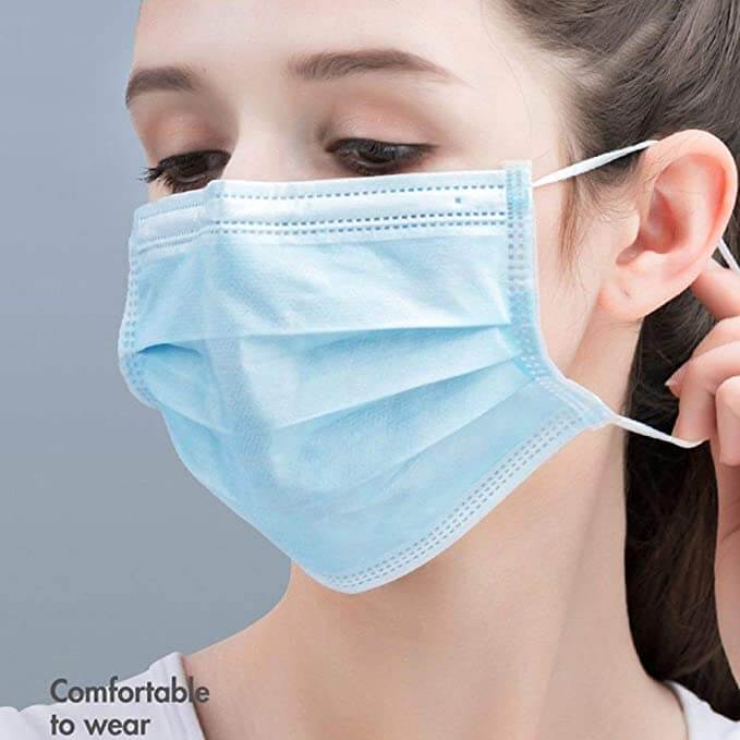 Disposable Surgical 3 ply Face Mask with Nose Pin and Soft Elastic