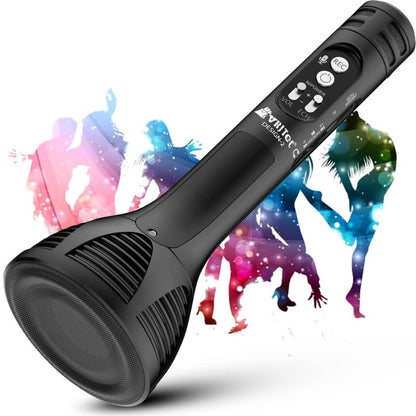 Advance Handheld Wireless Singing Mike Multi-function Bluetooth Karaoke Mic with Microphone Speaker With Recording, USB+FM, SELFIE Features etc.