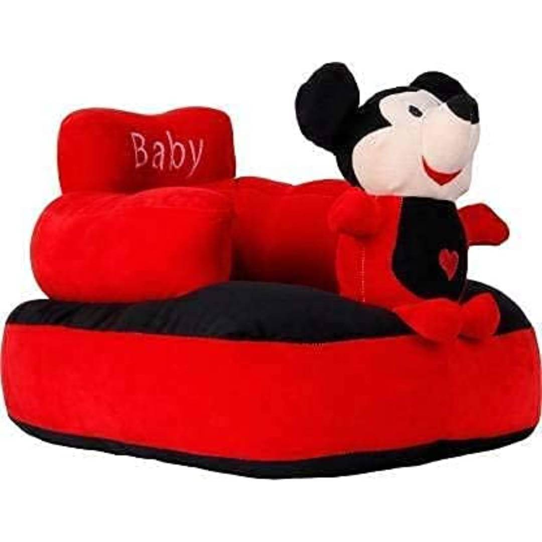 बेबी मिकी डिज़ाइन के लिए सोफा सीट सोफा सीट चेयर प्लश कुशन और चेयर कॉटन छोटे बच्चों, छोटी बच्चियों और बच्चों के लिए (लाल)