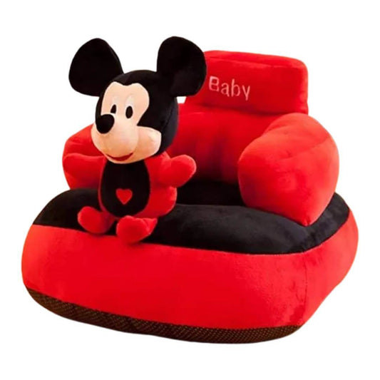 Sofa Seat for baby Mickey Design Sofa Seat Chair Plush Cushion and Chair Cotton for Baby Kids Baby Girl Babies and Children (Red )