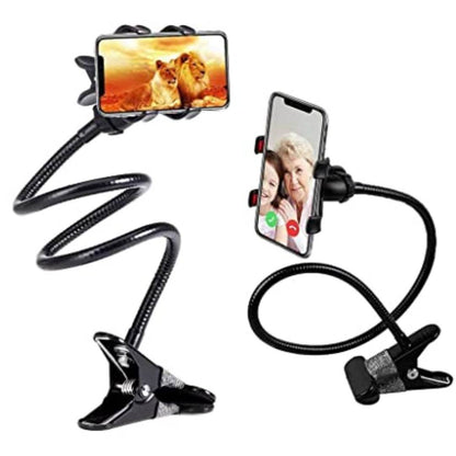 Flexible Mobile Tabletop Stand, Metal Built, Heavy Duty Foldable Lazy Bracket Clip Mount Multi Angle Clamp for All Smartphones (Pack of 1)