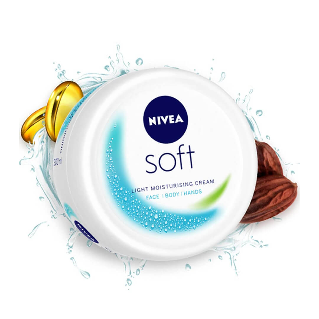 NIVEA Soft Light Moisturizer Cream, with Vitamin E & Jojoba Oil for Face, Hands and Body, 50 ml