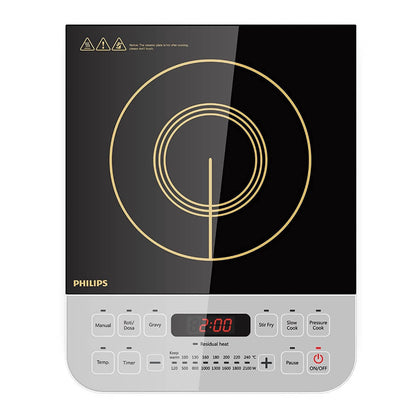 Philips Viva Collection 2100-Watt Induction Cooktop with Feather Touch Sensor and Crystal Glass Plate (Black)