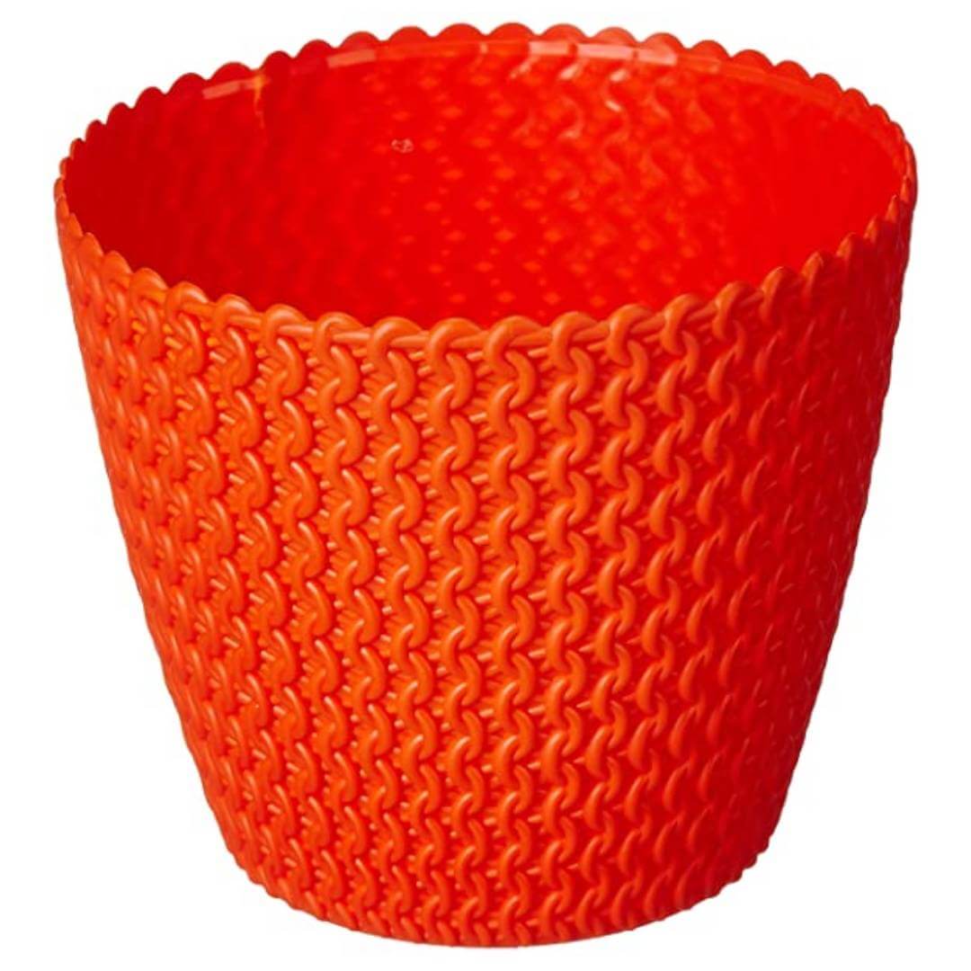 Virgin Plastic Poppy Pot-Virgin | Set of 5 Pots, (18cm x 13cm x 18cm, Orange) (Pack of 1)