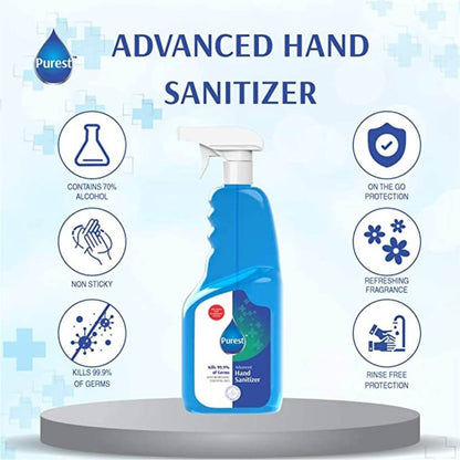 हैंड सैनिटाइज़र लिक्विड 70% अल्कोहल आधारित साबुन और पानी के बिना 99.9% कीटाणुओं को मारता है (WHO अनुशंसित फॉर्मूला) 1 का 1 लीटर पैक