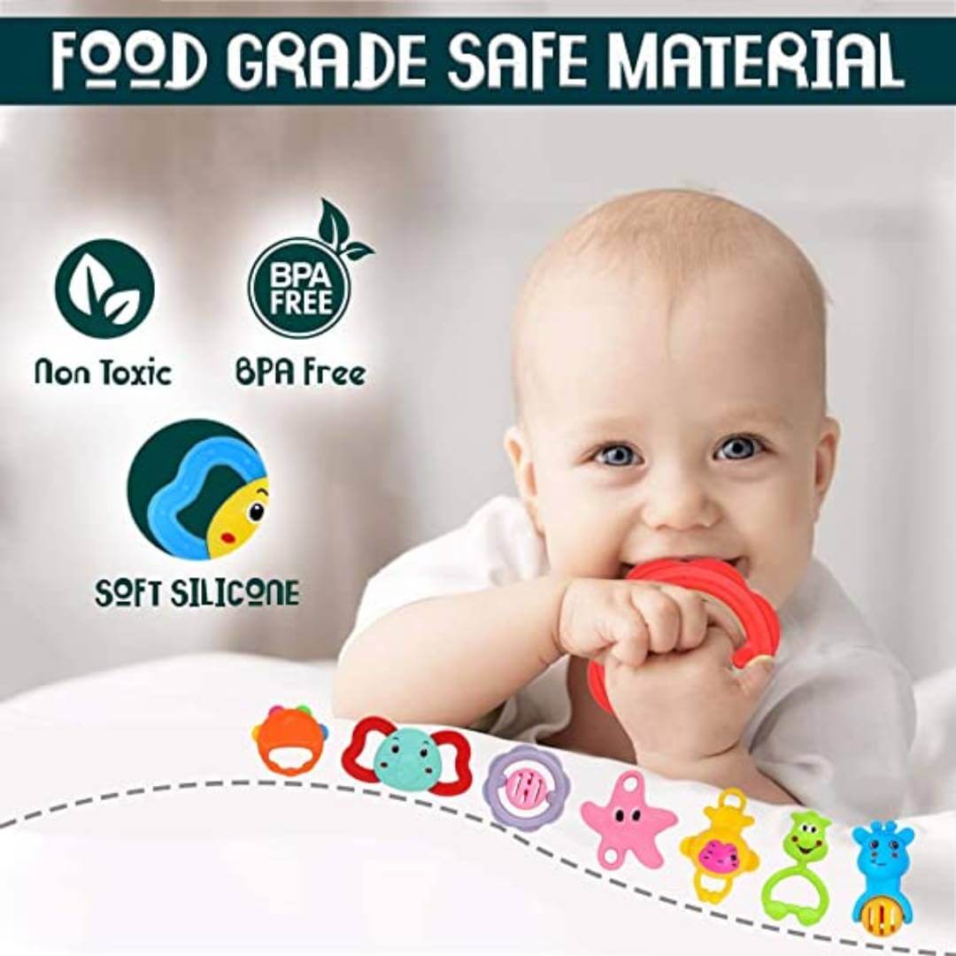 नवजात शिशुओं के लिए झुनझुने के खिलौने का सेट शिशुओं, शिशुओं और बच्चों के लिए 8 पीसी - गैर विषैले