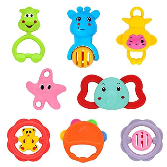 Rattles for New Born Baby Toys Set for Toddler, Babies Infants & Children 8 Pcs - Non Toxic