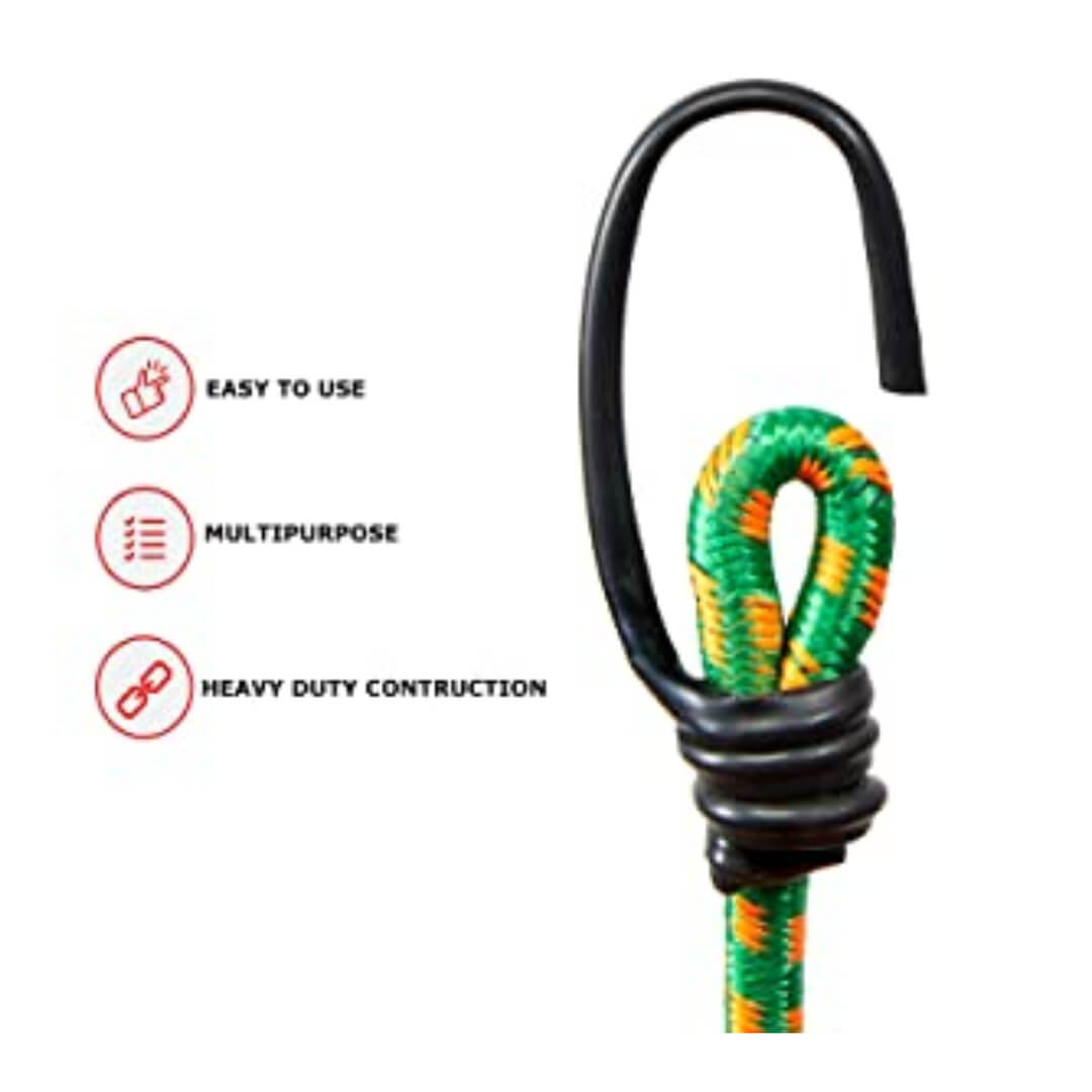 Luggage Rope with Hooks (1.8 Meter) | High Strength Elastic Bungee/Shock Cord