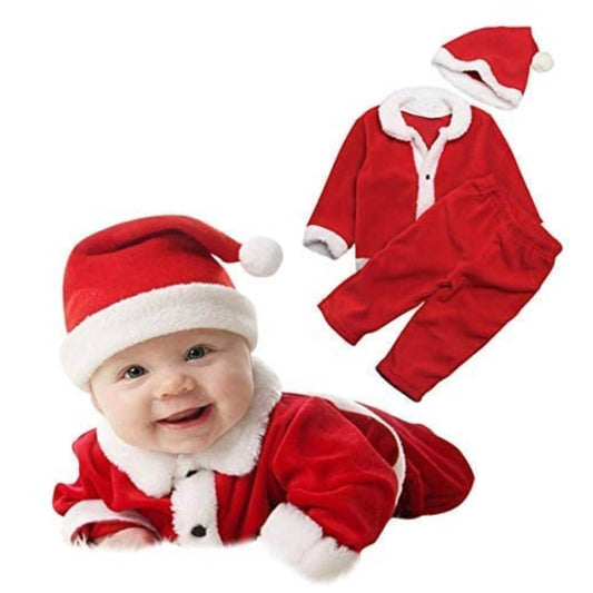 बच्चों के लिए सांता क्लॉज़ ड्रेस, नवजात बच्ची और बेबी बॉय के लिए सांता क्लॉज़ ड्रेस | क्रिसमस कॉस्टयूम ड्रेस साइज़ 1 - लाल/सफ़ेद 