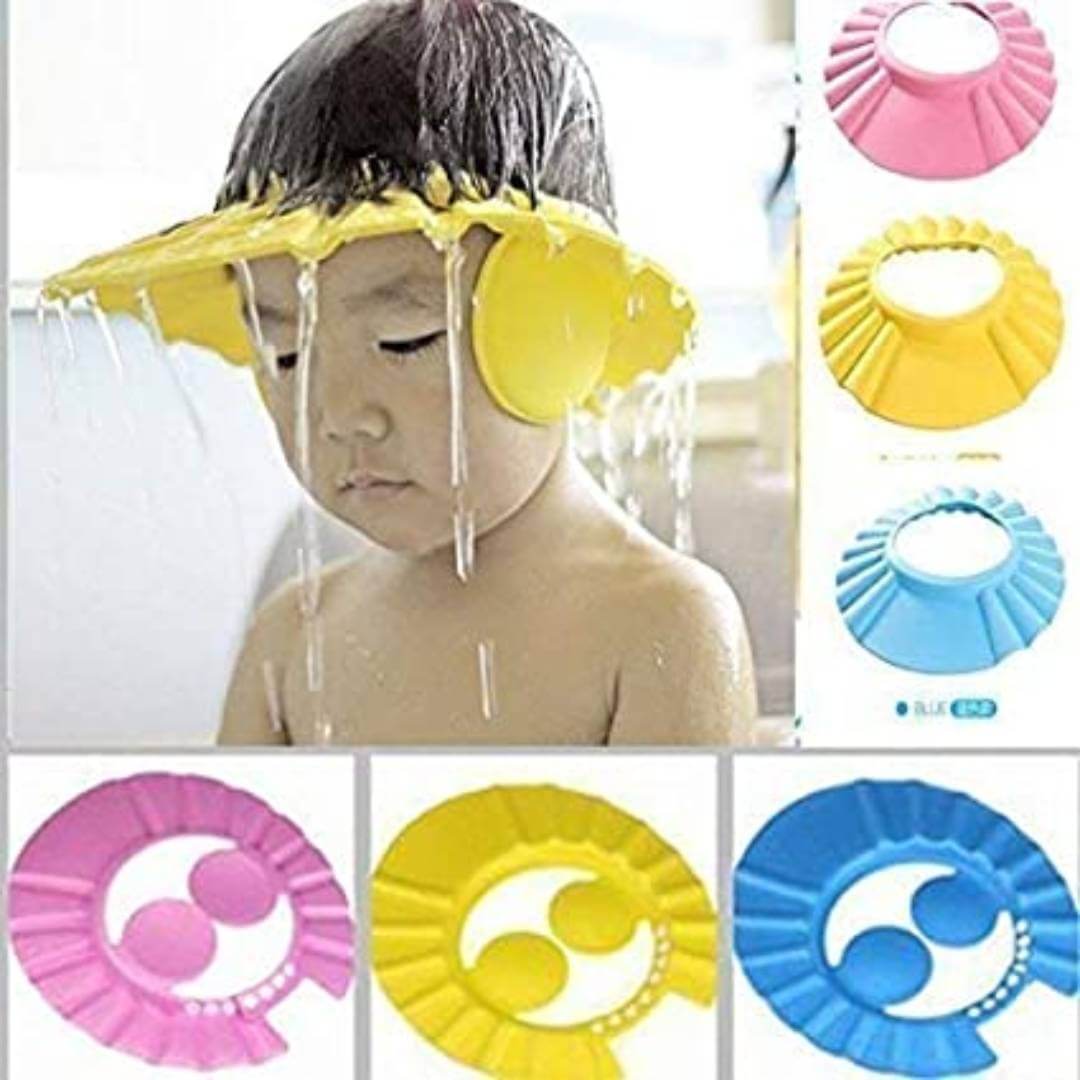 Soft Adjustable Visor Hat Safe Shampoo Shower Bathing Protection Bath Cap for Toddler, Baby, Kids, Children (Multi Color )
