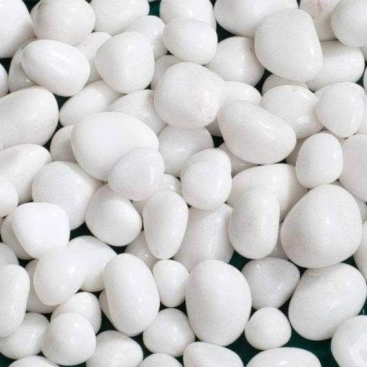 White Pebbles for Decoration - Pebbles for Plants Pots - Pebbles for Garden, Table and Home Decor, Vase Fillers (450 Grams, White Stone)