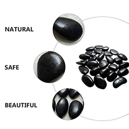 Black Pebbles for Decoration - Pebbles for Plants Pots - Pebbles for Garden, Table and Home Decor, Vase Fillers (450 Grams, Black Stone)