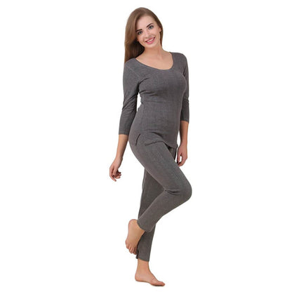 Women's Cotton Quilted Thermal 3/4th Sleeves Top and Trouser | Female Thermal | Ladies Thermal Set