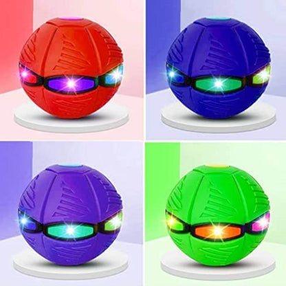 Magic Ball for Kids Flying Saucer Ball, Magic Ball, Frisbee Deformation Ball,  Light UFO, Magic Football Flat Throw Ball, with LED Light Flying Toys