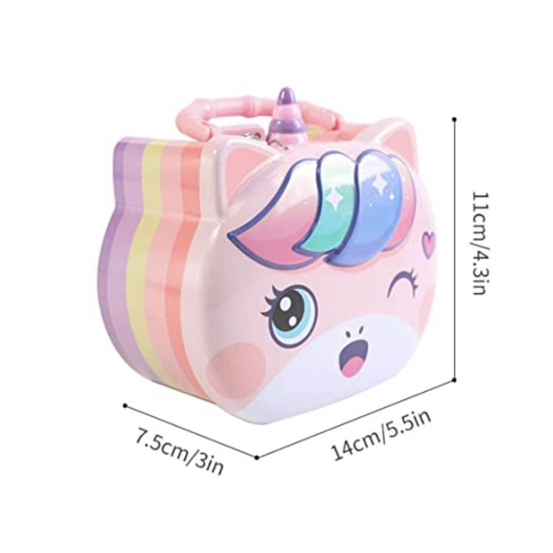 Unicorn Theme Oval Face Shape Kids Money Bank for Kids with Lock and Key Coin Bank Design is Unicorn | Coin Box in Hut Shape