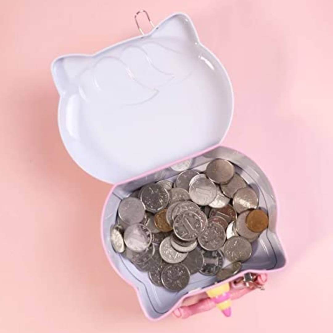 Unicorn Theme Oval Face Shape Kids Money Bank for Kids with Lock and Key Coin Bank Design is Unicorn | Coin Box in Hut Shape
