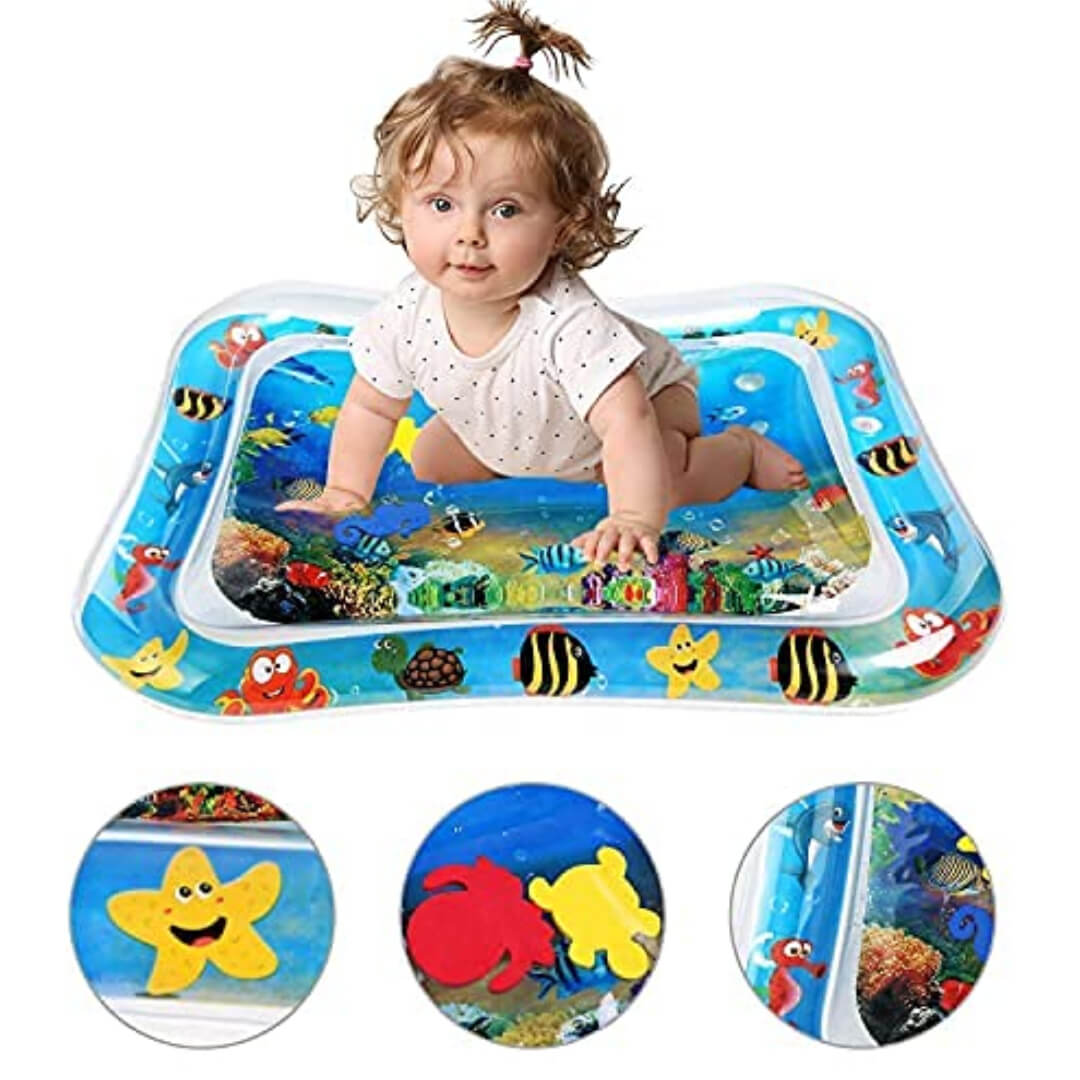 Water Mat Toys Inflatable Tummy Time Leakproof Water Mat, Fun Activity Play Center Indoor and Outdoor Water Mat for Baby Random Design