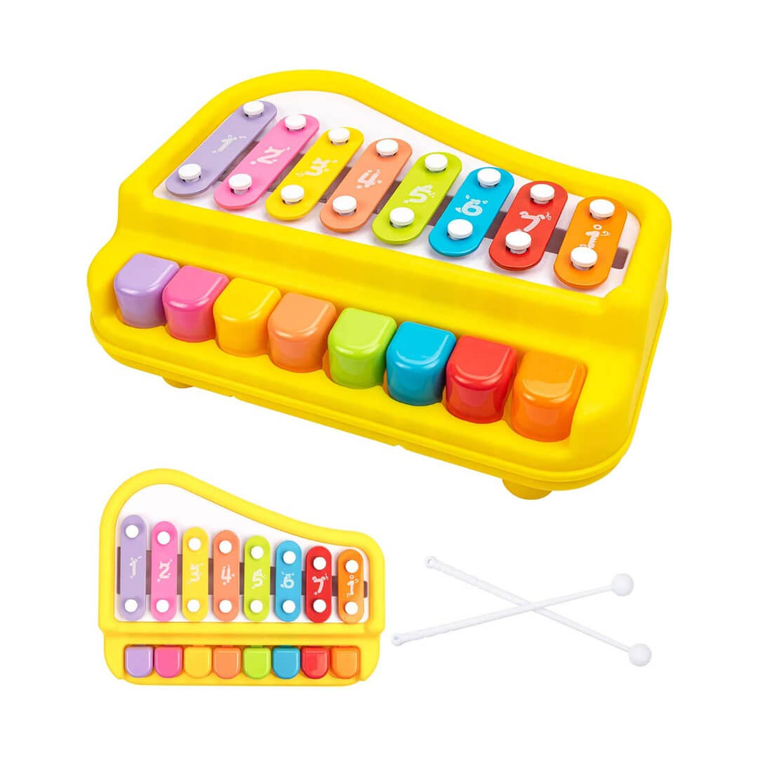 8 Key 2 in 1 Piano Xylophone for Kids, Educational Musical Instruments Toy for Babies, Toddlers Preschoolers, Clear and Crisp Tones (Assorted Color)